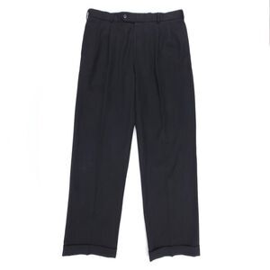 BROOKS BROTHERS Madison Pleated Cuff Classic Gabardine Trouser Men 35 x 32 Black